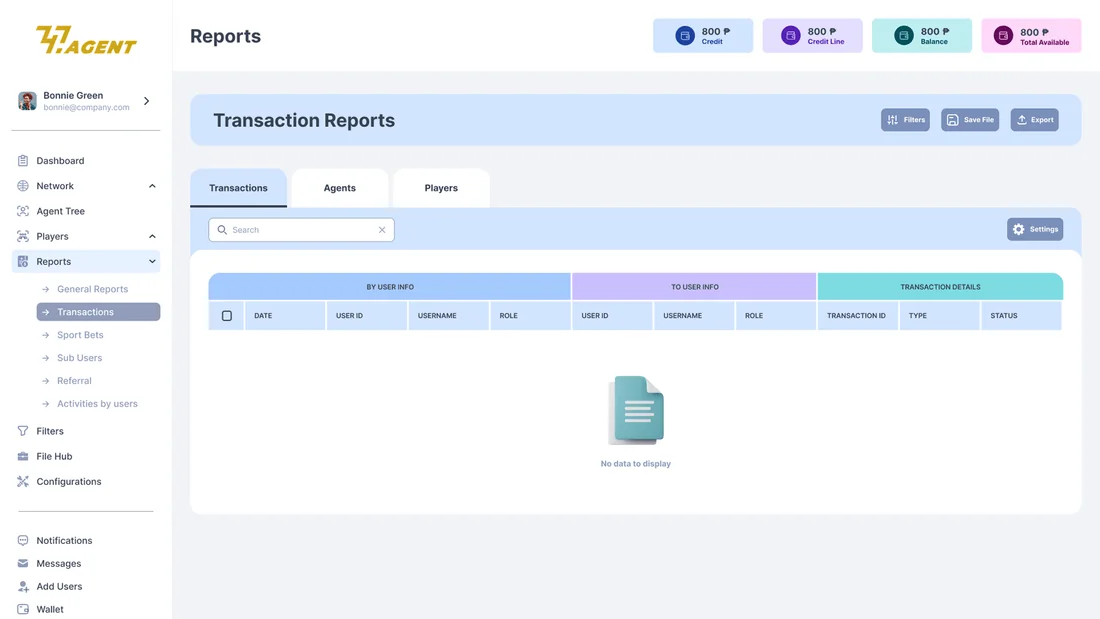 747 Agent Back-Office - Transactions